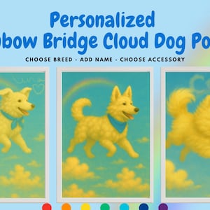 Impresión conmemorativa personalizada para perros del Puente Arcoíris: Arte mural personalizado para la pérdida de una mascota (descarga digital)