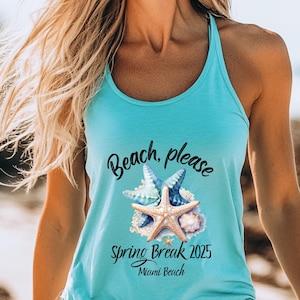 Beach Please Shirt Custom Tropical Girls Trip Tank Bachelorette Party Tee Destination Family Beach Trip Spring Break Tank Shell Tank Top