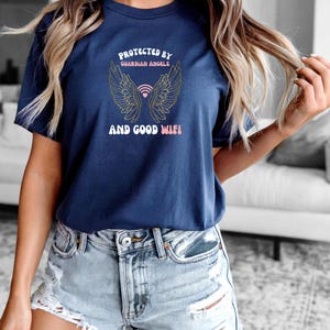 Funny Christian Faith Shirt Gift For Blessed Religious Friend Easter Church Apparel Protected By Guardian Angels and Jesus Bible Shirt