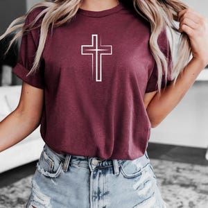 Christian Faith Cross T-shirt Gift for Religious Friend Blessed Jesus Cross Shirt Easter Church Apparel Christian Cross T-shirt Gift