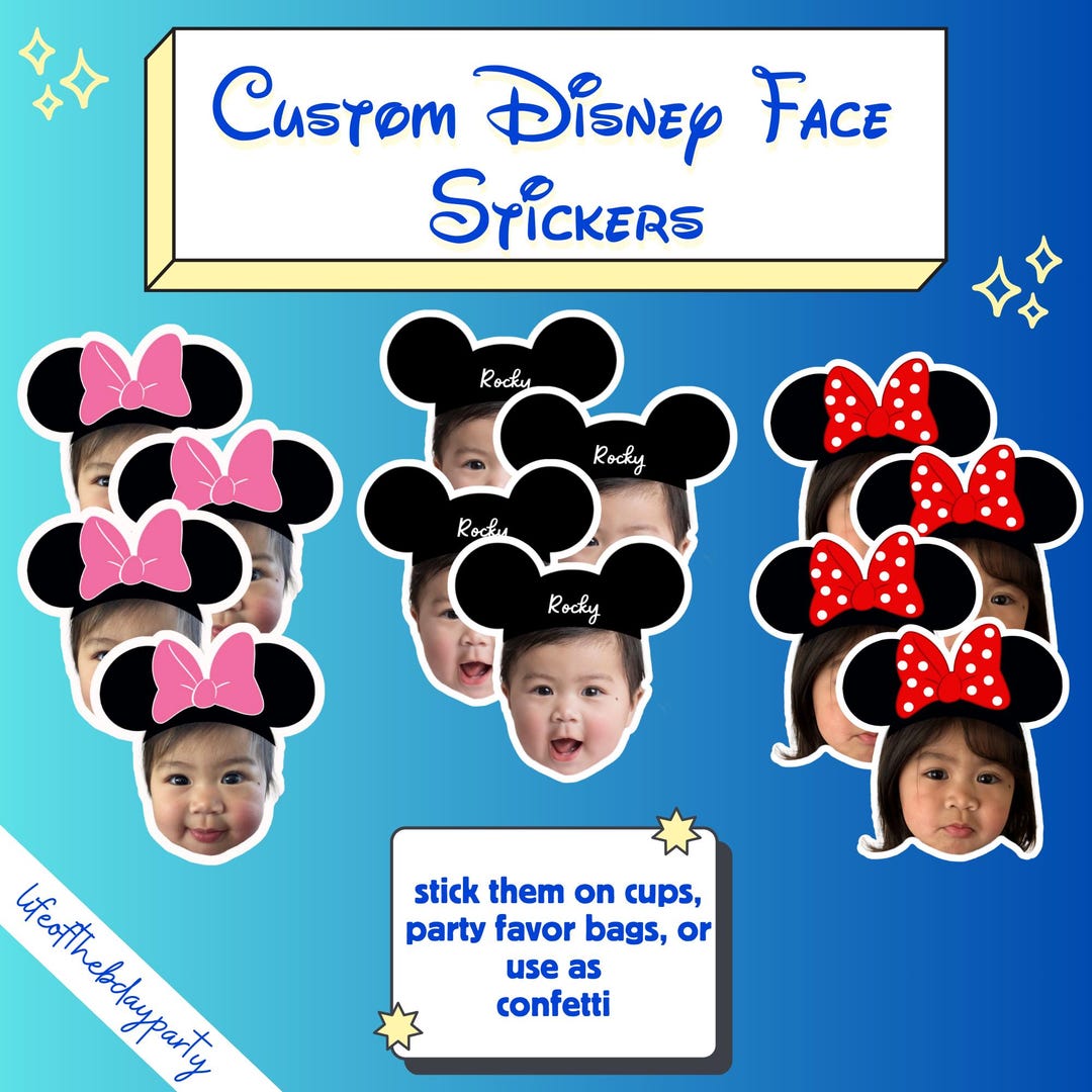 Disney Ears Custom Face Stickers, Photo Stickers, Personalized Stickers ...