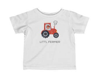 Schattig Littl Fermer-shirt voor baby's, speels babyt-shirt, shirt boerderijthema peuter, cadeau voor kleine boeren, babytopjes van biologisch katoen