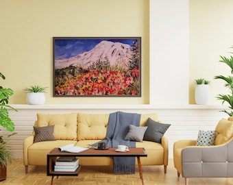 Floral Landscape Art Print | Mountain Meadow Painting (Digital Download)