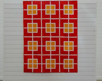 Squared Quilt Pattern: Modern Geometric Blanket (DIY PDF)