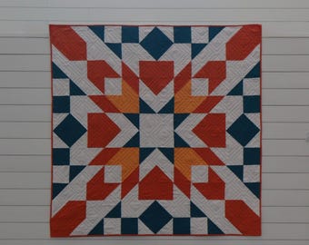 Sunburst Quilt Pattern: Modern Geometric Blanket (PDF Download)