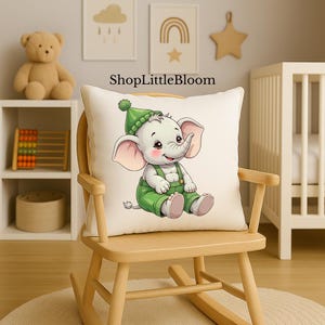 Elephant Pillowcase – Safari Nursery Decor, Jungle Animal Baby Pillow, Neutral Baby Room Cushion, Cute Elephant Gift