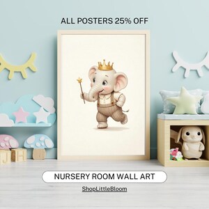 Royal Baby Elephant Pillowcase – Cute Jungle Nursery Decor | Safari Animal Cushion Cover | Whimsical Baby Shower Gift