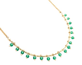 Collar chapado en oro pequeño color étnico perlas para mujer regalo de niña cadena apilable corto multi rango verde azul rojo blanco