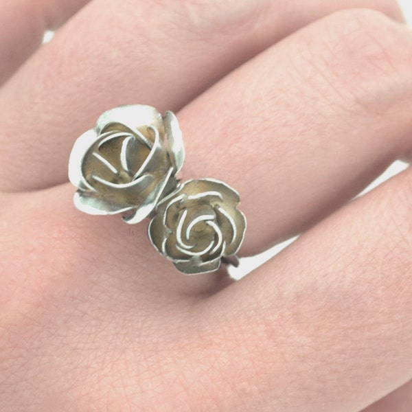 Bague "Au nom de la Rose" argent à superposer fleur délicate original bouquet or plaqué romantique made in France créateur