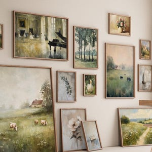 Vintage Gallery Wall Set, 300 Mega Bundle Prints, Neutral Muted Rustic Landscapes, Floral, Cottagecore Decor Set of Art, Oil Painting Gicleè, Farmhouse, French Country Decor, Light Academia Vintage Gallery Wall Art, Spring Landscape Scenery, Vintage Oil Painting Digital Download, Printable Gallery Wall Art,Neutral Wall Art, Sage Green Wall Art