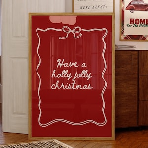 Holly Jolly Weihnachten Print: Rot Kokette Weihnachtsdeko (Digitaler Download)