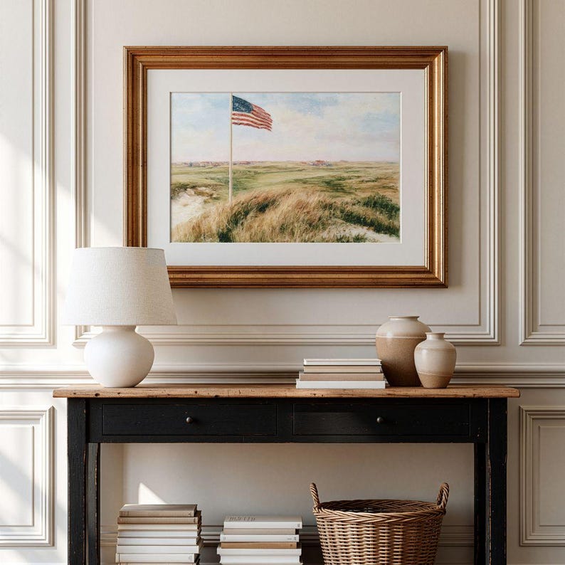 4th of July Gallery Wall Set - Independence Day Prints, Coastal Grandmillenial Patriotic Summer Art