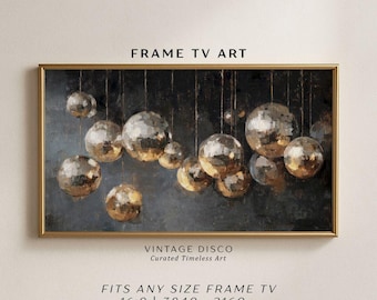 Moody Disco Balls Frame TV Art Painting - New Years Party Dark Winter Television Artwork