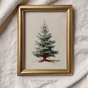 Heritage Style Christmas Tree Print - Classic Traditional Holiday Decor, Old World Vintage Winter Artwork