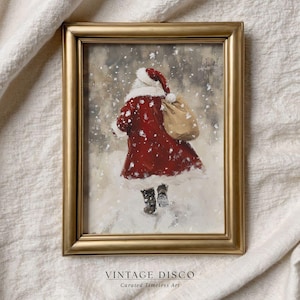 Printable Vintage Christmas Santa Painting, Vintage Holiday Christmas Decor, Christmas Wall Art, Neutral Santa Print, Winter Holiday Decor