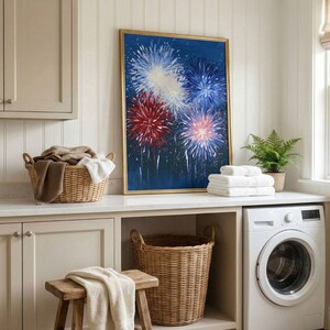 Independence Day Fireworks Art Print - Colorful Patriotic 4th of July Decor, Festive Summer Printable