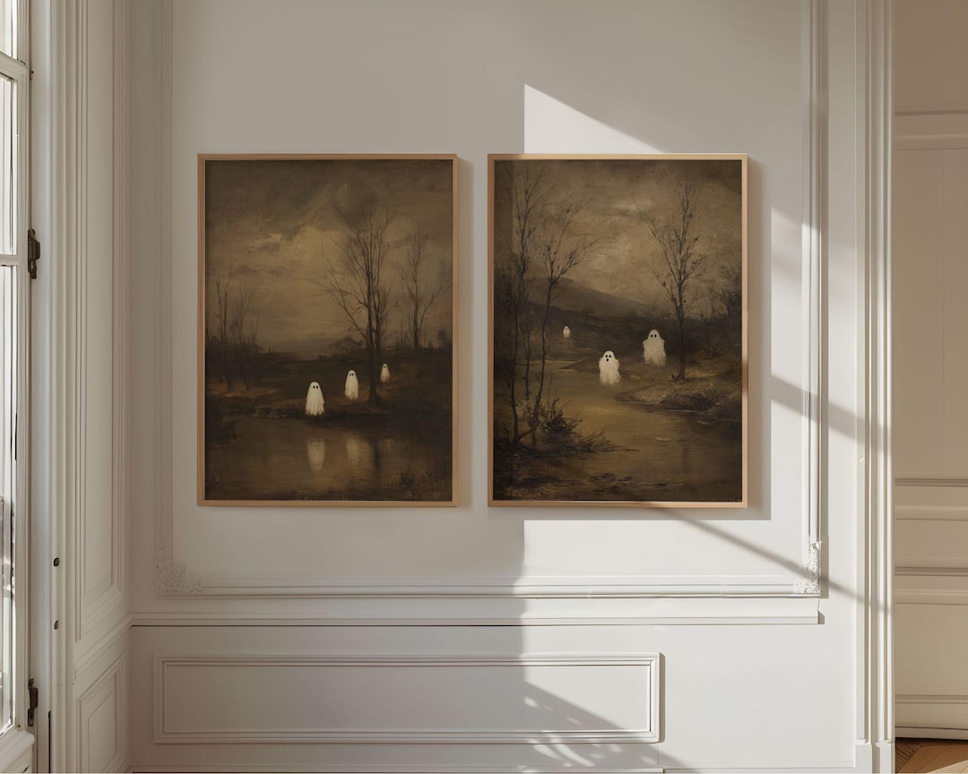 Vintage Ghost Print Set – Moody Halloween Cottagecore Art (digital ...