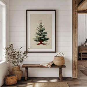 Heritage Style Christmas Tree Print - Classic Traditional Holiday Decor, Old World Vintage Winter Artwork