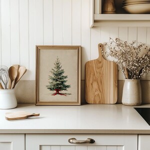 Heritage Style Christmas Tree Print - Classic Traditional Holiday Decor, Old World Vintage Winter Artwork