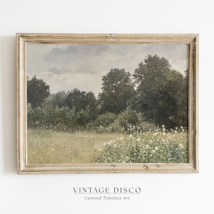 Vintage Meadow Landscape Print: French Country Cottagecore (Digital Download)