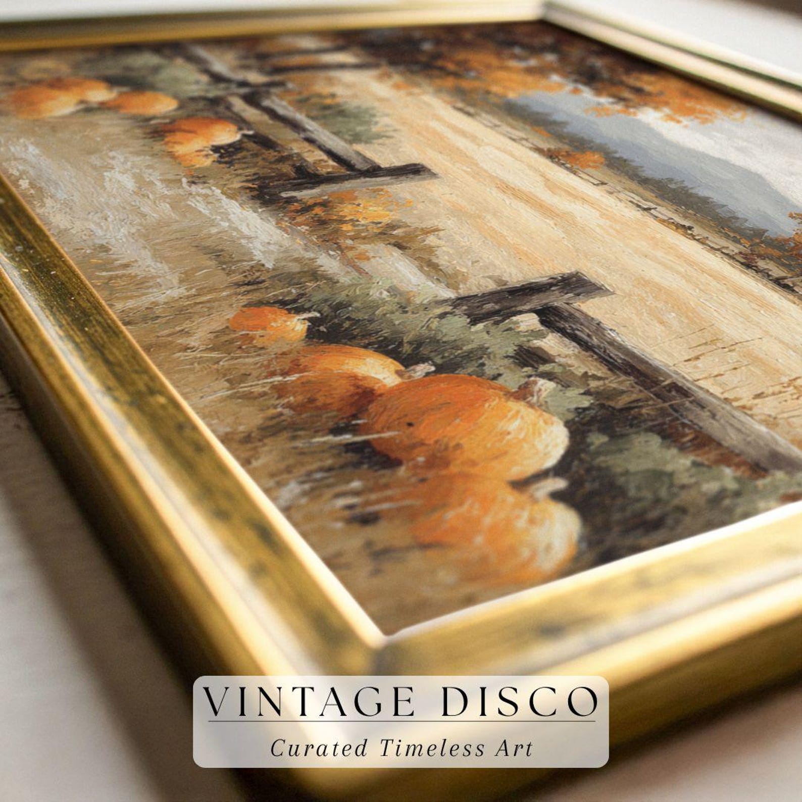 Vintage Pumpkin Patch Landscape Fall Wall Art Printable - Rustic ...