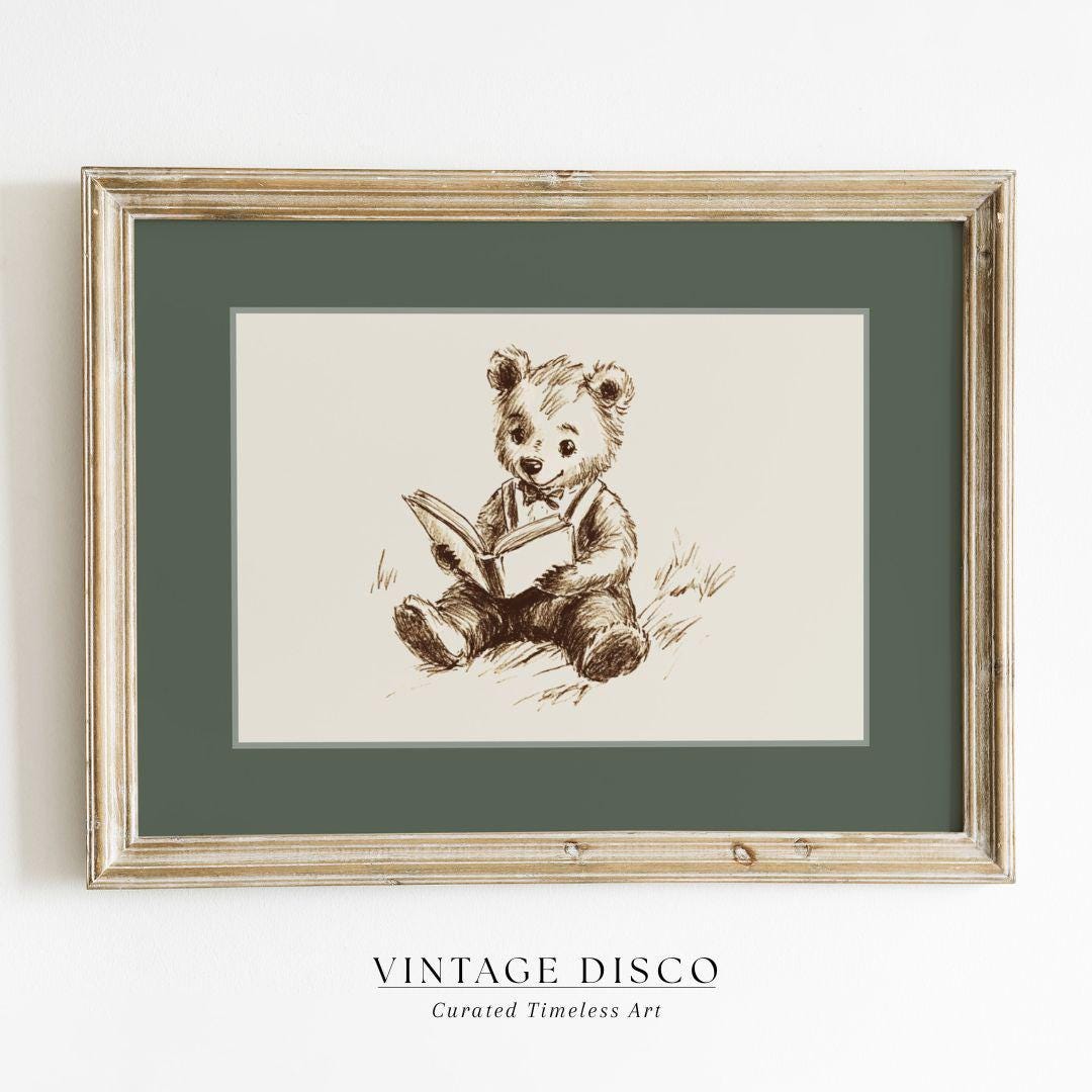 Vintage Nursery Gallery Wall Art Set - Neutral Woodland Forest Animal ...