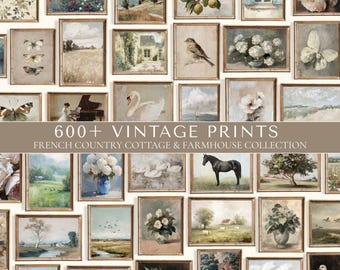 Meer dan 600 Franse landhuisfoto's muurafdrukken - Vintage Cottagecore Decor, Light Academia Farmhouse-bundel