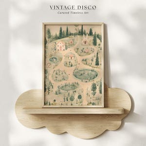 Wald Karte Kinderzimmer Druck - Cottagecore Waldtier Wandkunst, Märchen Bilderbuch Kinderzimmer Kunst, Salbeigrün Kinderzimmer Dekor
