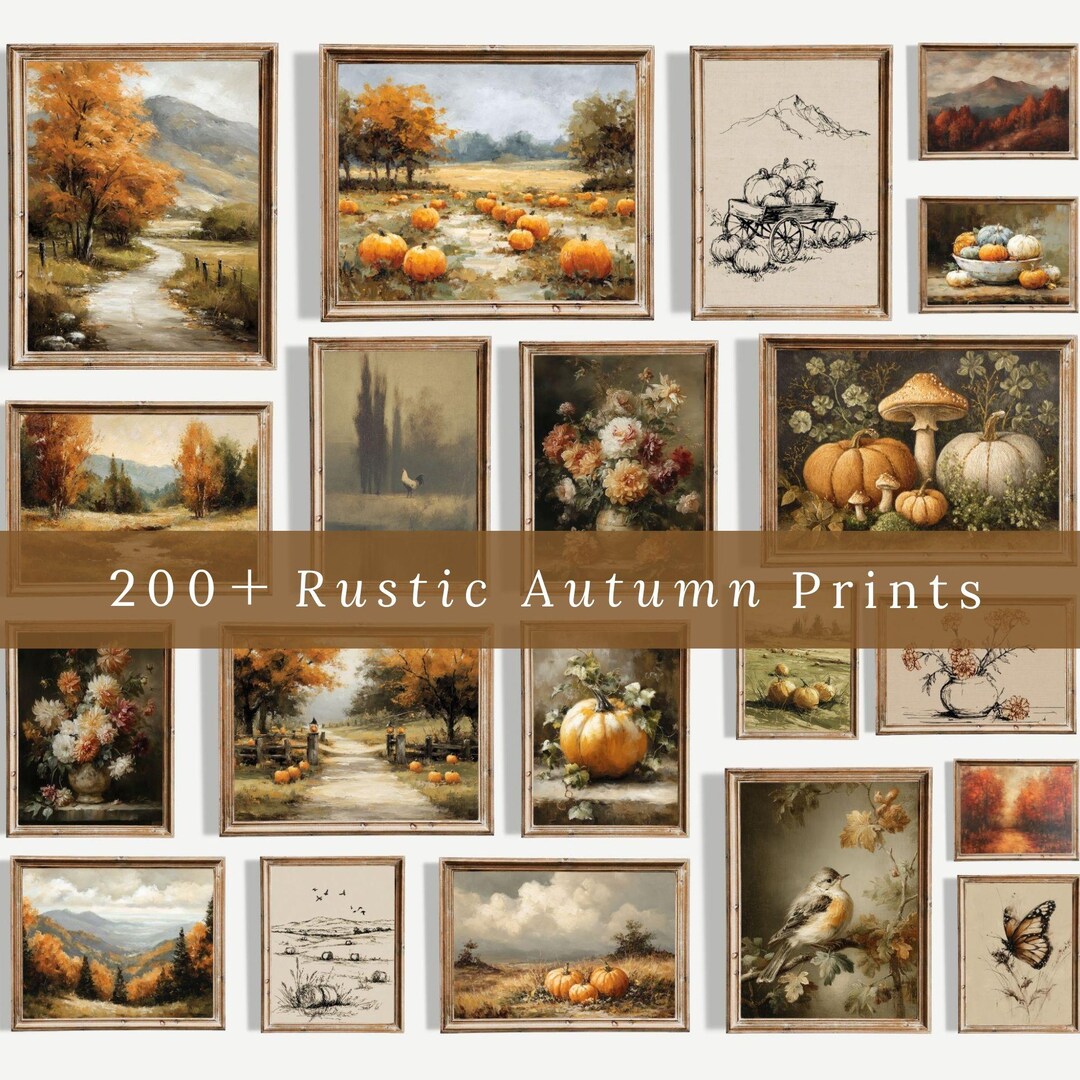 Rustic Fall Gallery Wall Bundle: 200+ Vintage Cottagecore Farmhouse ...