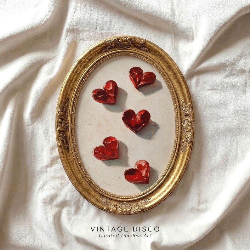 Valentines Love Heart Painting - Romantic Girls Y2K Apartment Print, Chic Galentines Party Decor