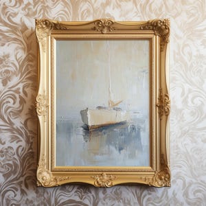 Coastal Sailboat Painting, French Country Decor, Old Money Aesthetic Nautical Boat Print, Nancy Meyers Inspired Nantucket Home, Art Download