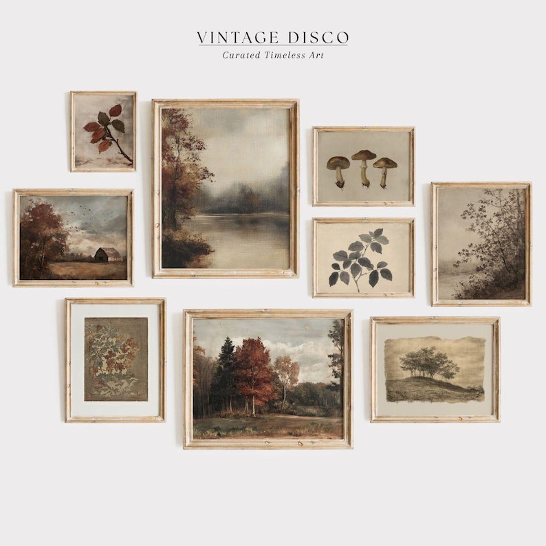 Rustic Fall Gallery Wall Set of 9 - Vintage Neutral Autumn Prints ...