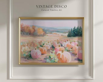 Pastel Pumpkin Patch Print: Pink Cottagecore Fall Decor (Printable Digital Download)