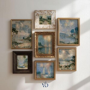 4th of July Gallery Wall Set - Independence Day Prints, Coastal Grandmillenial Patriotic Summer Art