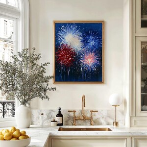 Independence Day Fireworks Art Print - Colorful Patriotic 4th of July Decor, Festive Summer Printable