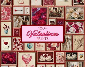 Valentines Prints Bundle 100+ Romantic Valentines Day Paintings - Vday Galentine Party Decor, Coquette Gallery