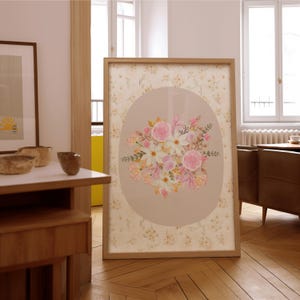 Vintage Floral Wall Print, Cottagecore Decor, Light Academia Printable Wall Art, Coquette Wall Art, Preppy Wall Art, Nursery & Kitchen Art