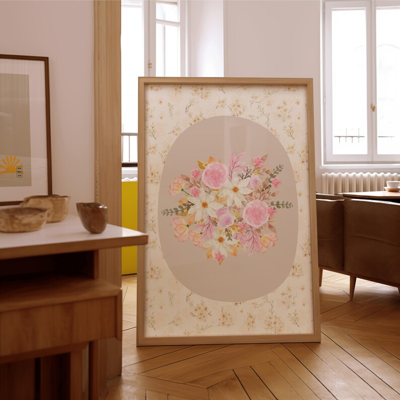 Vintage Floral Wall Print, Cottagecore Decor, Light Academia Printable Wall Art, Coquette Wall Art, Preppy Wall Art, Nursery & Kitchen Art