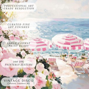 Roze Grandmillenial Coastal Beach Club-print - Coquette Preppy Summer bloemenprint, shabby-chic decor afbeelding 5