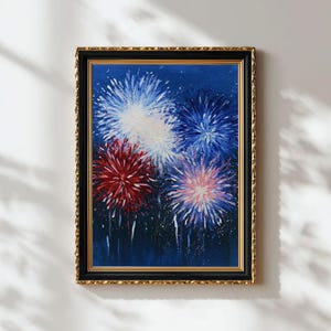 Independence Day Fireworks Art Print - Colorful Patriotic 4th of July Decor, Festive Summer Printable