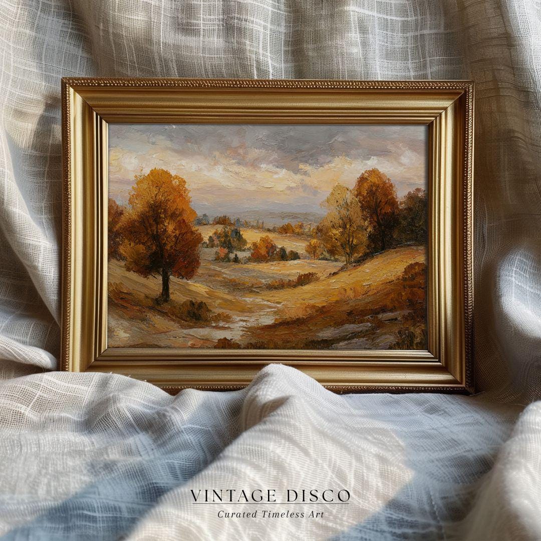 Rustic Autumn Countryside Print - Vintage Fall Landscape Printable ...