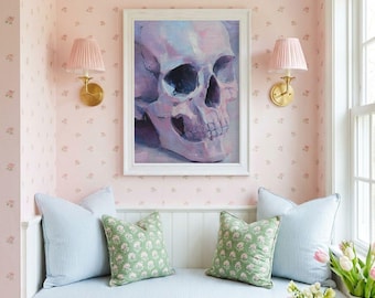 Pastel Goth Skull Print: Whimsigoth Halloween Spooky Decor (Printable Digital Download)