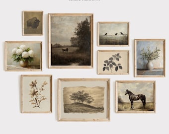 Rustic Farmhouse Gallery Wall Set: Vintage Landscape Prints (Digital Download)