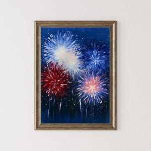 Independence Day Fireworks Art Print - Colorful Patriotic 4th of July Decor, Festive Summer Printable