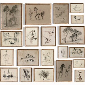 200+ Minimalist Sketch Art Prints - Neutral Gallery Wall Printables, Line Drawing Bundle, Scandinavian Decor