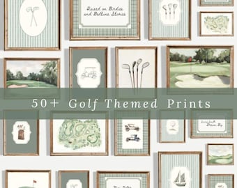 50+ Golf Nursery Gallery Wall Art Prints: Printable Baby Gift, Vintage Preppy Boy Decor