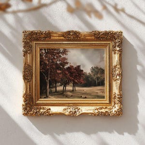 Rustic Fall Apple Orchard Print - Vintage Autumn Landscape, Moody French Country Farmhouse Printable