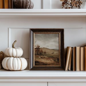 Rustic Countryside Fall Landscape Print - Vintage Farmhouse Autumn Decor, Cozy Moody Cottagecore Pastoral Printable