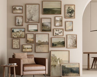 Vintage French Country Landscape Prints - 450+ Cottagecore Gallery Wall Arts, Neutral Nancy Meyers Decor