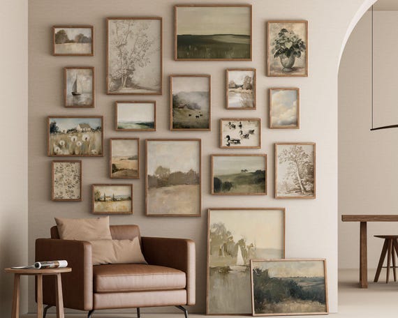 Curated Vintage French Country Landscape Prints - 450+ Cottagecore Gallery Wall Arts, Neutral Farmhouse Decor